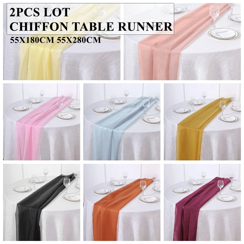 

55cm Width Premium Chiffon Table Runner Banquet Tablecloth Runners For Wedding Event Party Decoration