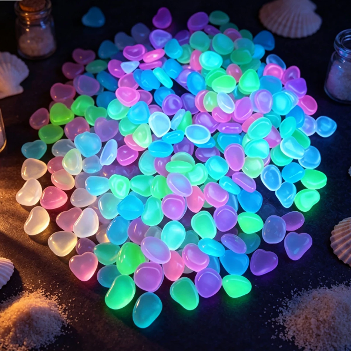 Aquarium Fish That Glow In The Dark - 200g 1cm Karanlıkta Parlayan Işıklı Taşlar,