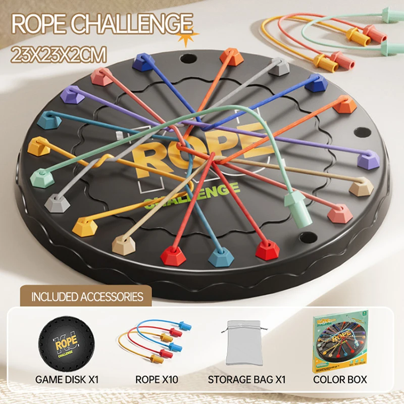 Kid Rope Knots Puzzle Social Board Game Color Line Twisted Connected Ropes Sorting Logic Thinking  Table Game Developmental Toys