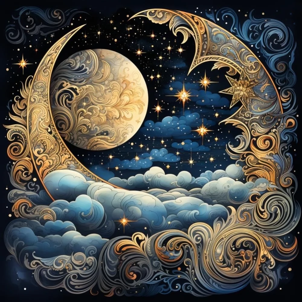 

500PCS/1024 PCS Jigsaw Puzzles Moon and Clouds Scenery Relaxing Family Activity Games for Living Room Home Decor Gift