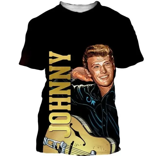 

Johnny Hallyday T-shirt 3D Printed T-shirts Oversized Tee Tops Summer Casual Tops Hip Hop Short Sleeve