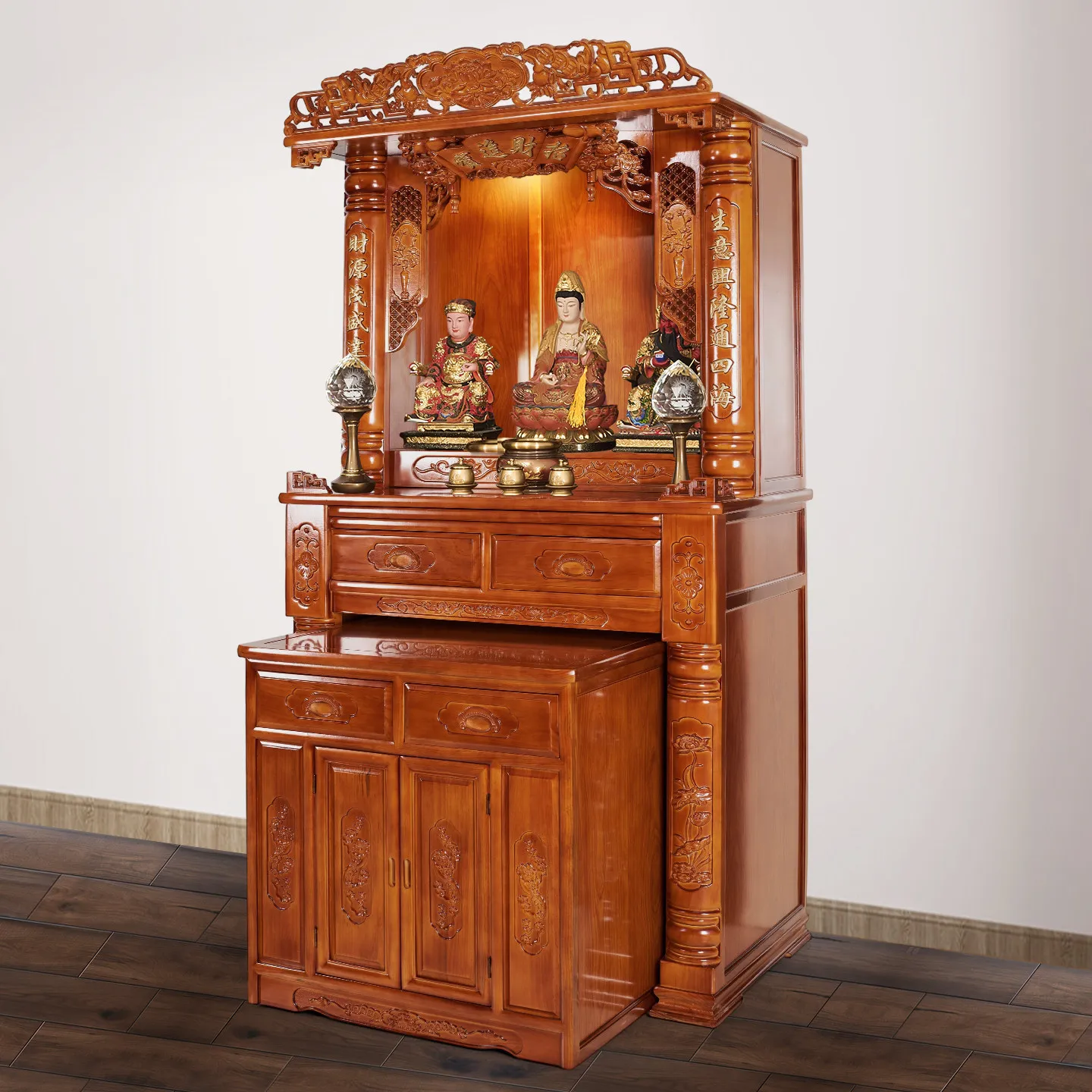 Buddhist shrine offering table Buddhist shrine  standing cabinet incense case Zhongtang solid wood Buddhist cabinet household