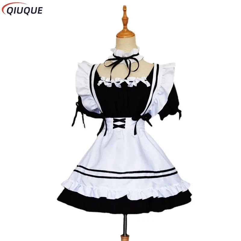 

S-5XL Black Pink Red Blue Cute Lolita Dress Girls Women Lovely Sexy Maid Outfit Cosplay Costume Uniform Clothes