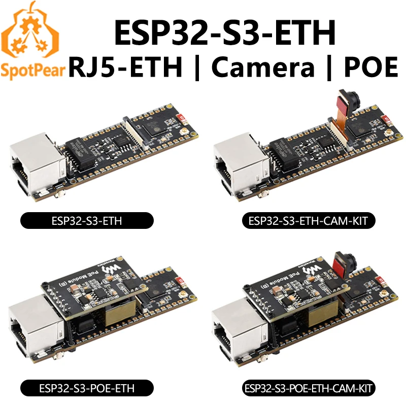 ESP32-S3 ETH Camera Development Board PoE RJ45 / OV2640 OV5640 Port / W5500 / Micro-SD Compatible With Raspberry Pi Pico Size