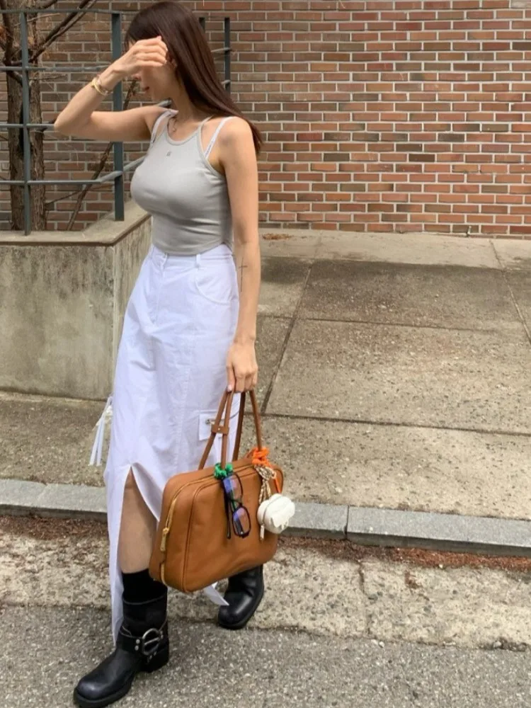 American Sle – jupe asymétrique taille haute pour femmes, nouvelle jupe trapèze ort Design Sense, longue, été 2025