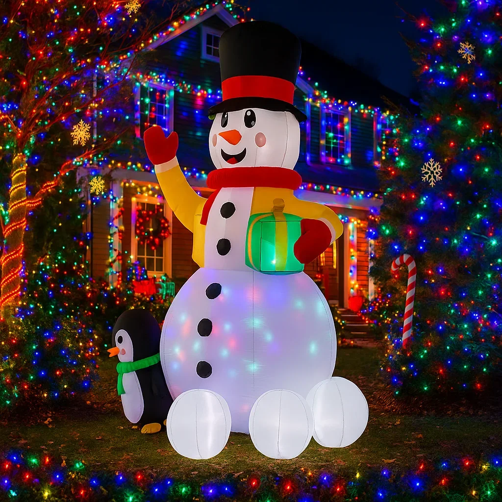 1.8 متر/6FT زينة عيد الميلاد لعبة قابلة للنفخ ثلج البطريق ساحة المنزل الحلي مع LED ديكور عيد الميلاد لعبة ديكور خارجي #4