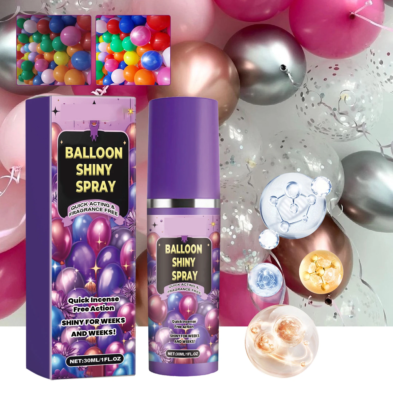 30ml Party Shine Balloon Spray Balloon Brightener Glow Spray for Birthday Christmas Holiday Decor