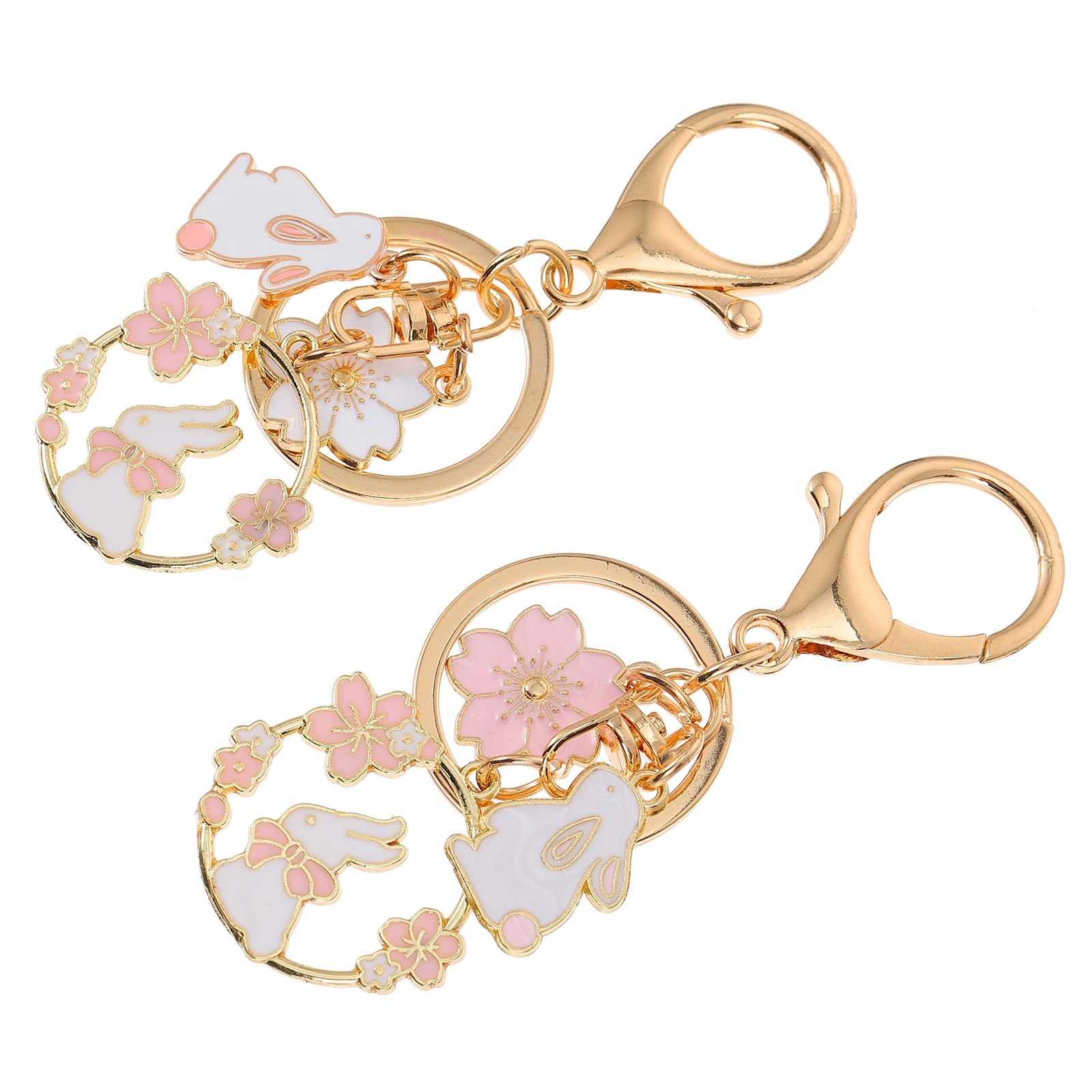 

2 Pcs Rabbit Keychain Ring Cute Keychains Kawaii Bunny Small Metal Charm