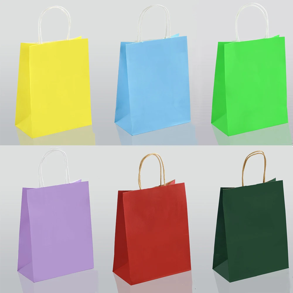 10/30/50pcs Colorful Paper Gift Bags Christmas Holiday Party Gift Bag with Handles Jewelry Shopping Favor Bags, Kraft Bags