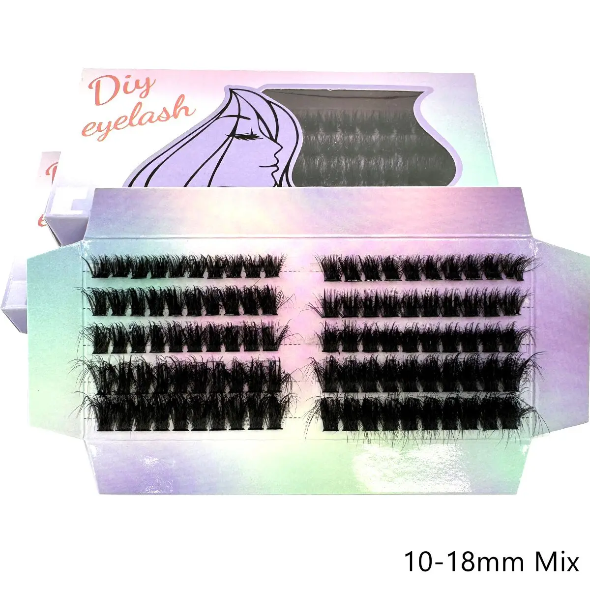 新しい 5 行 50D-120D ミックス 5D ふわふわ個別まつげクラスターエクステンションつけまつげ DIY 自宅クラスターメイクまつげツール