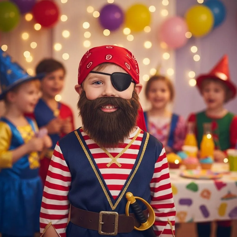Simulierter Halloween-Kunstbart, halbkreisförmig, mit elastischem Band, braun/schwarz, Cosplay-Schnurrbart, lässiger Rollenspiel-Vollbart – Detail 3