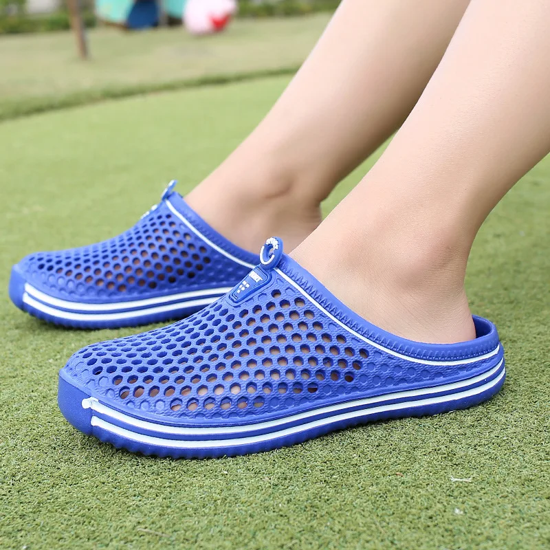 Summer Couple Breathable Half Slippers Men Outdoor Baotou Hole Sandals Beach Flip-flops Men Casual Sandals Home Couple Flat Shoe