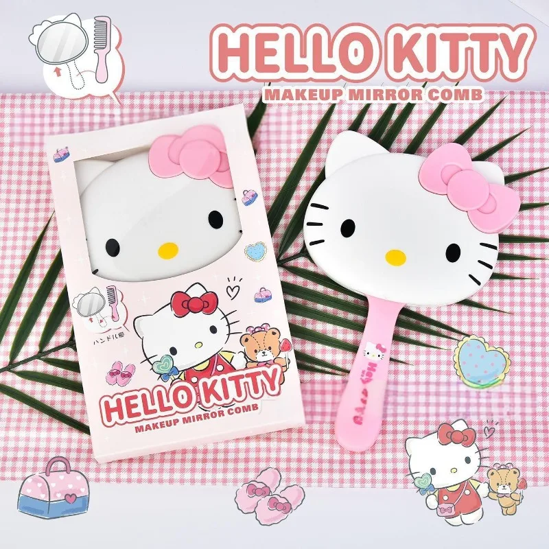 

Sanrio Drawable Handheld Comb Cute Kuromi Integrated Mirror Combs Portable Beauty Mirror for Female Students' Dormitories