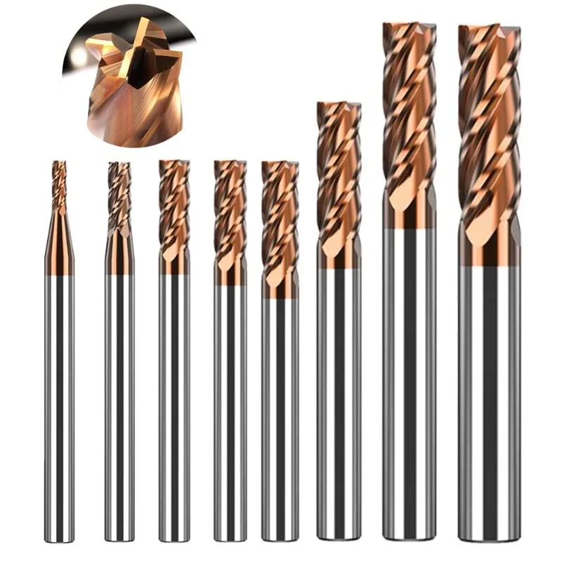 

8pcs Carbide Square End Mill Set, 2-12mm 4 Fultes Micro Grain Carbide End Mill Cutter for Alloy Steels/Hardened Steels