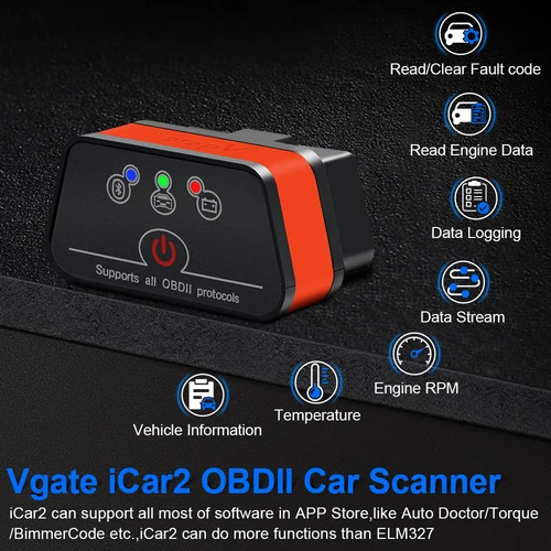 Imagen 2 del producto Vgate-herramienta de diagnóstico de coche iCar2 ELM327 V2.2 OBD2, escáner para Android, iOS, Bluetooth 3,0, WiFi, OBD 2, lector de código PK KONNWEI KW906