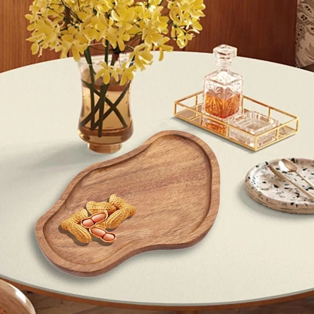 Elegant Wooden Platter Multipurpose Serving Tray Stylish Decorative Tray for Festive Party Entertaining
