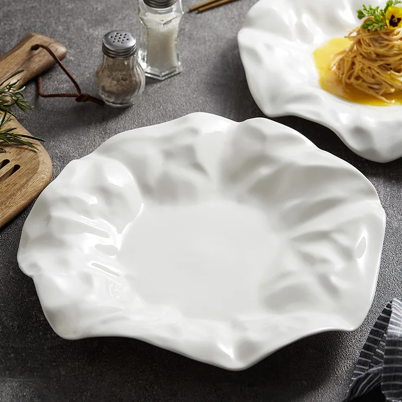 Breakfast Afternoon Tableware Pasta Fat Reduction Serving Home Dessert Ceramic Crease Dinner Plates