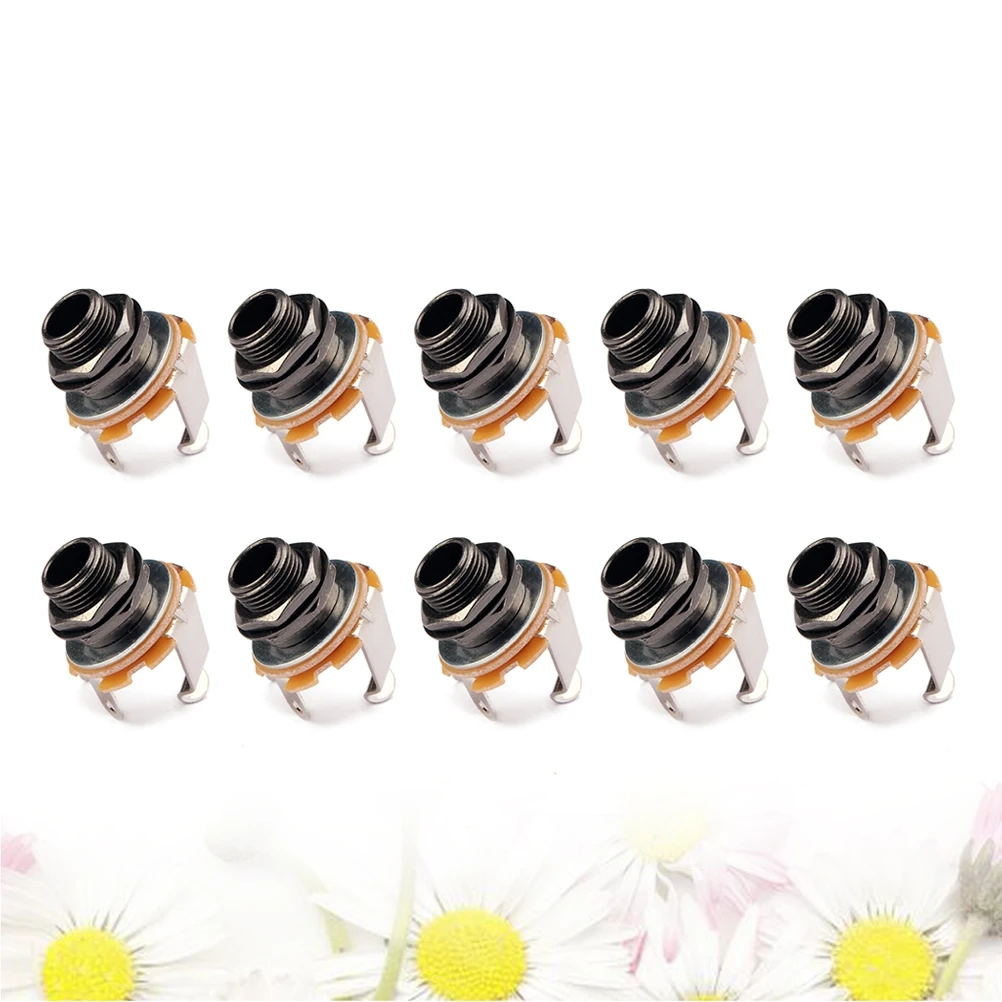 

10 pcs Black Jack Yellow Film Socket Plate Connector for Guitar Bass Durable Iron Copper Material Guitar Components Accessories