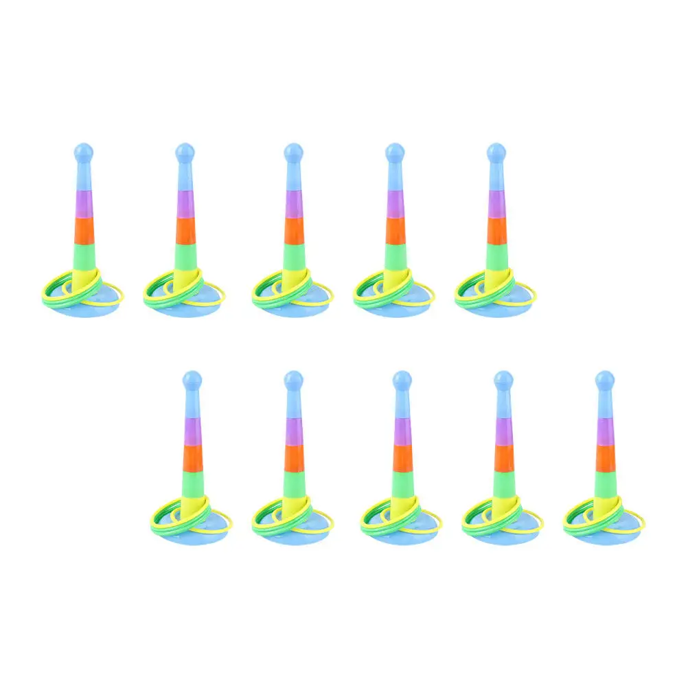 

10Sets Toss Ring Game Colorful Plastic Rings for Indoor Outdoor Family Fun Party Games Hand Eye Coordination Toss Ring Game