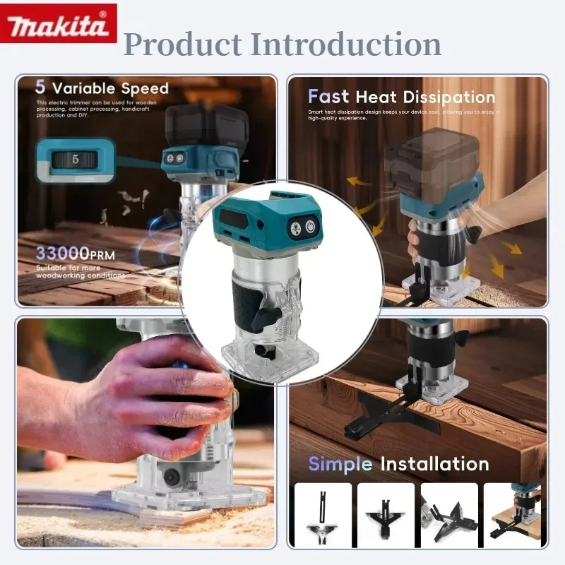 Makita DRT50 Cordless Trimmer Rechargeable Brushless Slotting Tool for 18V Woodwork Engraving Milling view 5