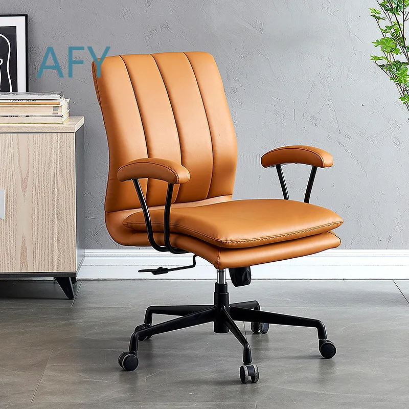 Ergonomic Office Chair for Computer Desk with Adjustable Height Lift and 360° Swivel Base Premium PU Leather Seat Comfortable
