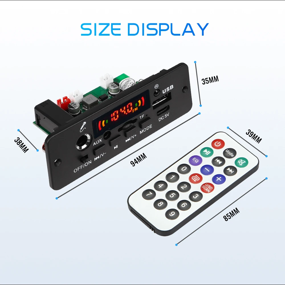 DC 5V Bluetooth 5.0 MP3 Decoder Board 50W 10W Amplifier MP3 Player Support Call Recording 3.5mm USB TF FM for Module Car Speaker