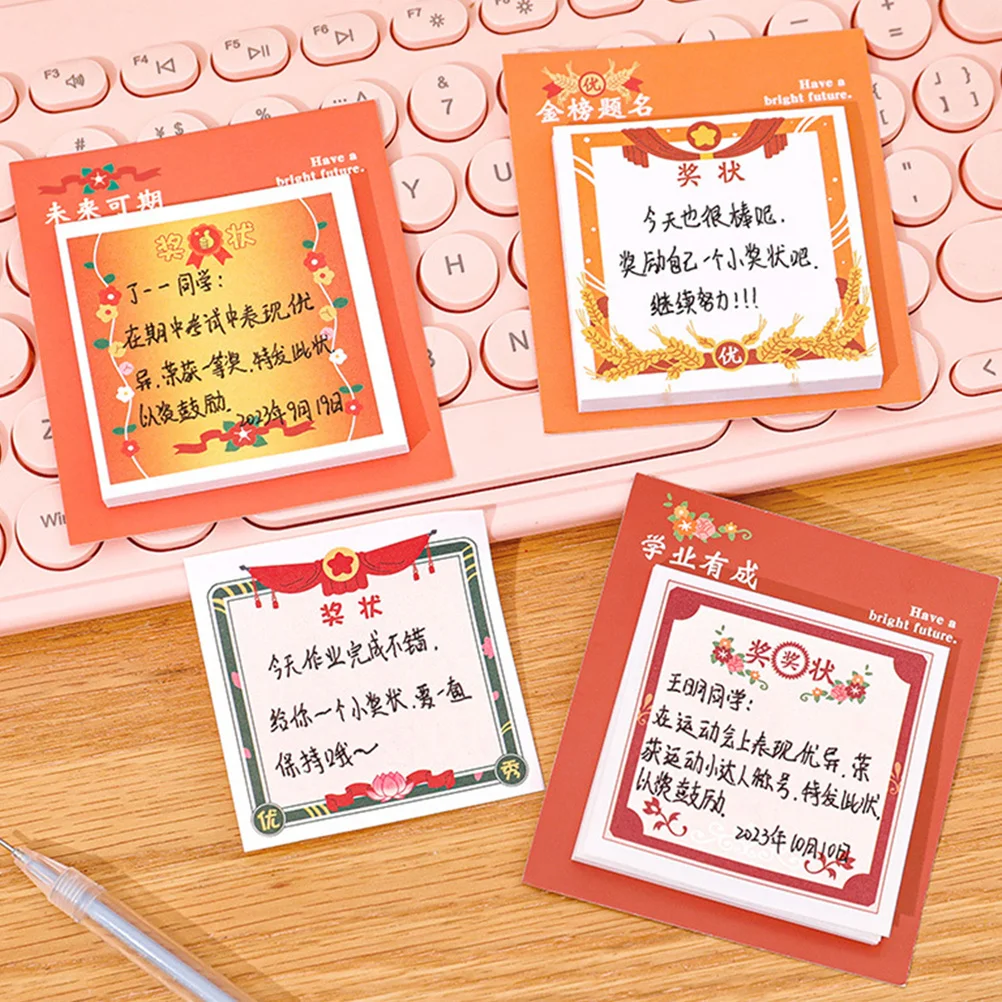 

4Pcs Inspirational Kindergarten Reward Mini Cartoon Notepad Learning Notepads for School Supplies