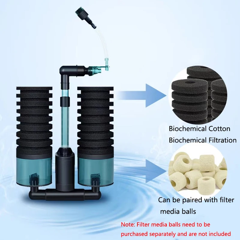 USB Aquarium Filter With Water Pump Electric For Fish Tank Air Pump Skimmer Biochemical Sponge Aquarium Bio Filter USB Connector