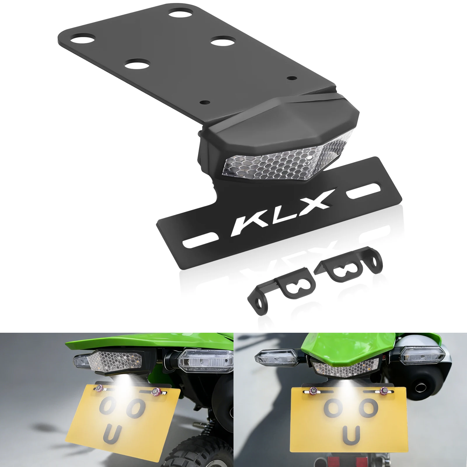 Aluminum Clear Fender Eliminator tail tidy With LED Brake &License Plate Light For Kawasaki KLX250/KLX300SM 2009-2024