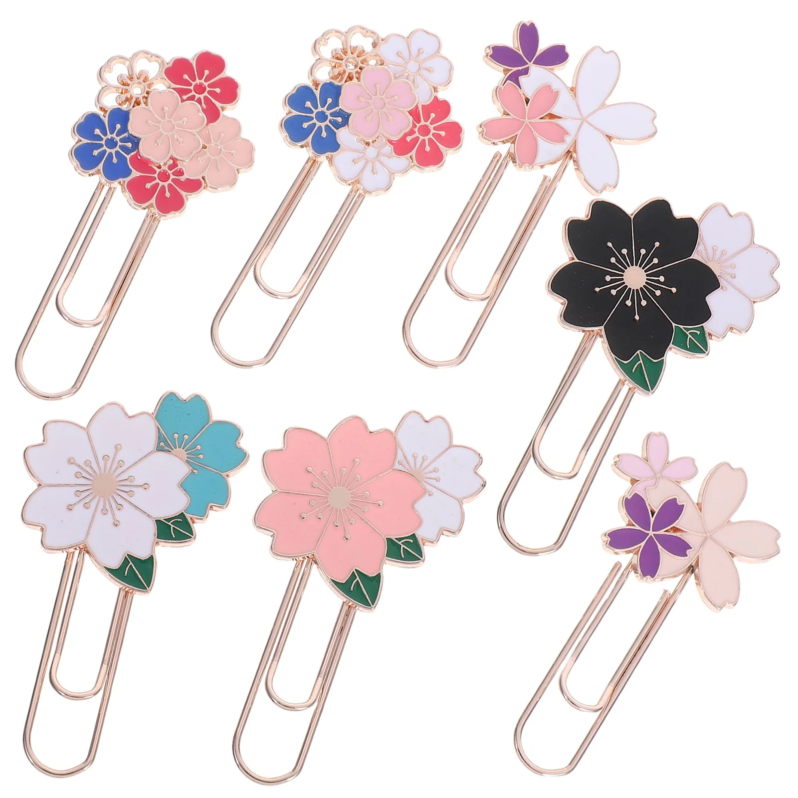 

7Pcs Cherry Blossom Paperclips Pink Metal Bookmark Clips Decorative Book Clip Page Holder for Students Journals Reading