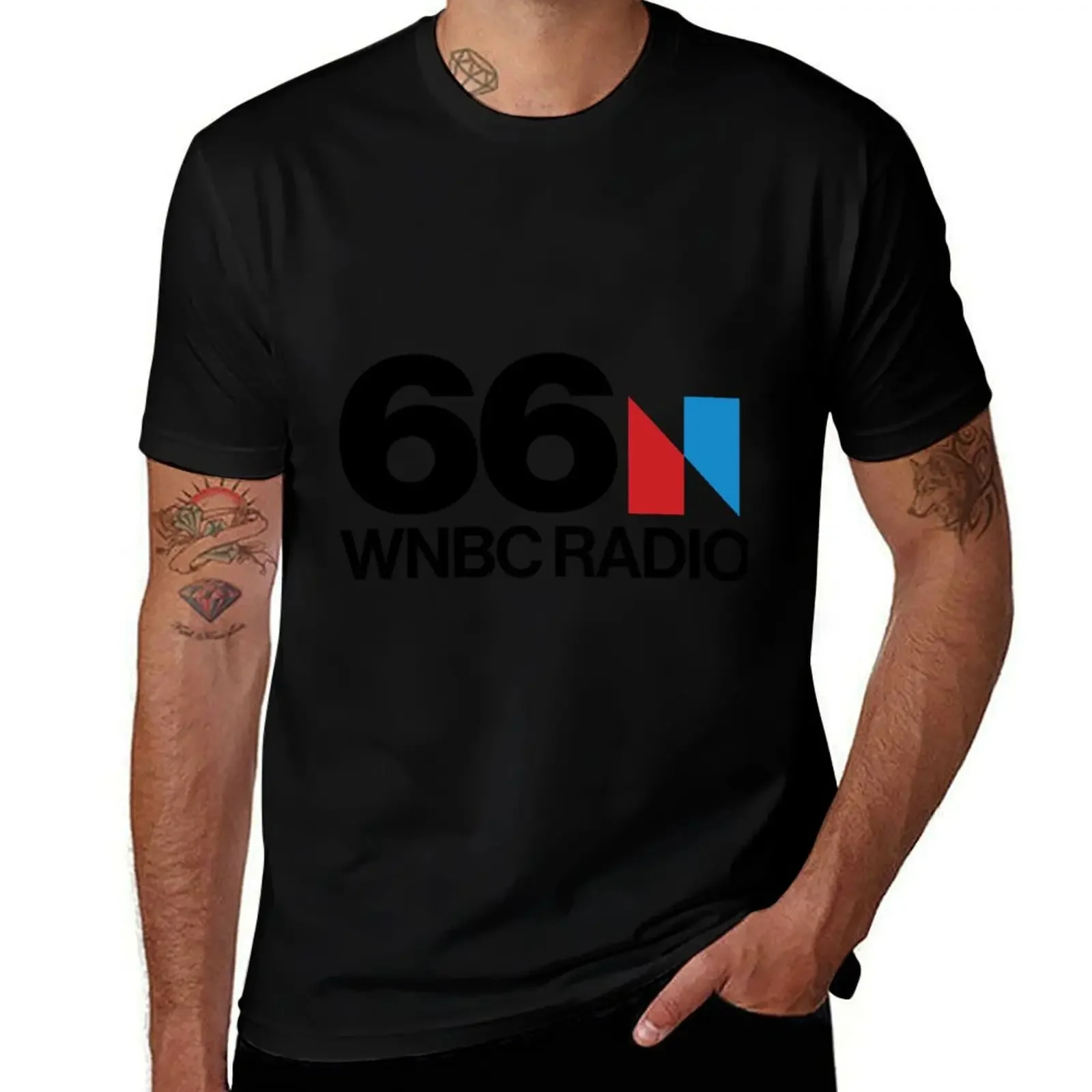 66WNBC Radio T-Shirt vintage t shirts Luxury man clothes mens champion t shirts