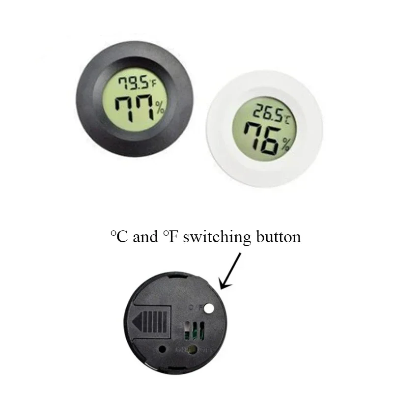 

2/5Pcs Round Digital Thermometer LCD Temperature Meter Fahrenheit Celsius for Fridge Freezer Indoor Home