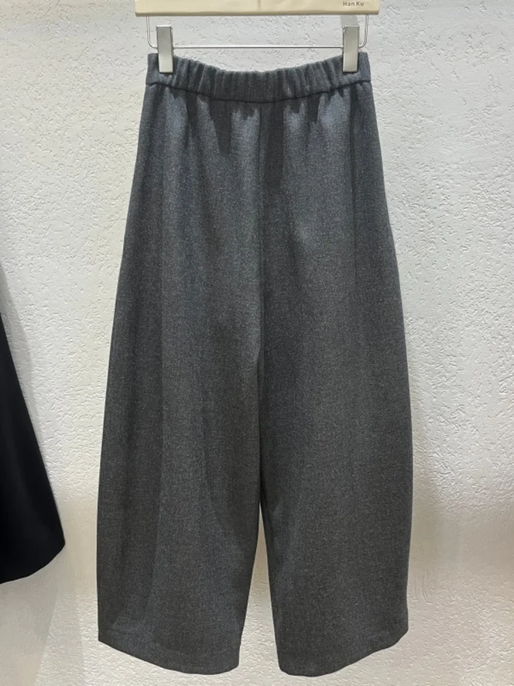 Herfst Winter Thiened Wollen Wijde Pijpen Broek Koreaanse Sle Afslankende Fce Dames Faionable Losse Mesbroek