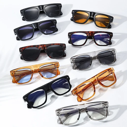 Imagen 2 del producto JNPCXI, nuevas gafas de sol cuadradas de moda Popular Ins para mujer, gafas de sol Retro transparentes con lentes oceánicos UV400, gafas de sol Punk con remaches de leopardo para hombres