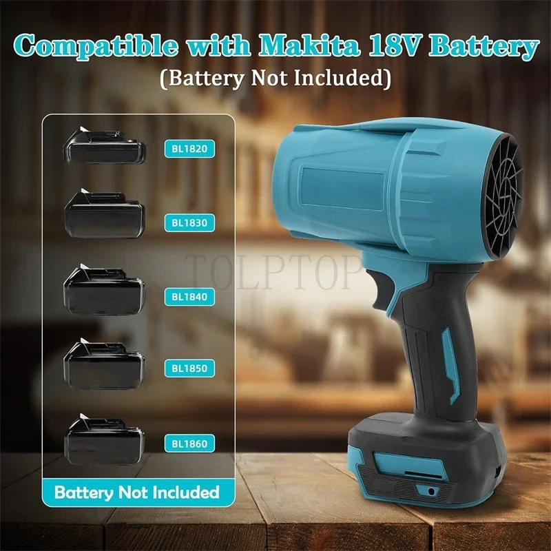 Cordless Violent Turbo Fan Air Blower Dusting Machine Handheld Leaf Blower For Makita 18V Li-ion Battery Wireless Fan