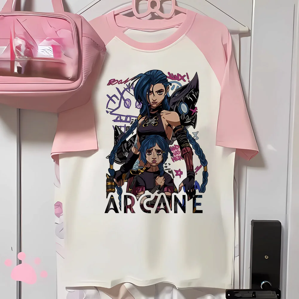 Jinx Arcane T Shirt Women Cartoon Tees Harajuku Anime Graphic T Shirts Harajuku Funny T-shirt Female