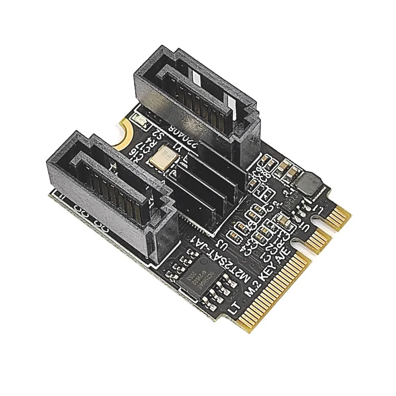 M.2 KEY-A/E network interface card NGFF to dual port SATA3.0 to 6G expansion