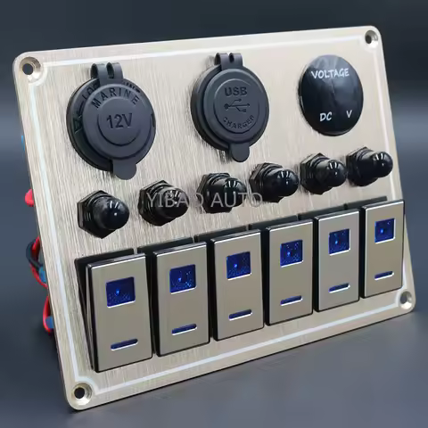 Watertight Metal Rocker Toggle Switch Panel Usb Control For Car Truck Marine Boat RV ATV UTV Camper Caravan Circuit Breaker