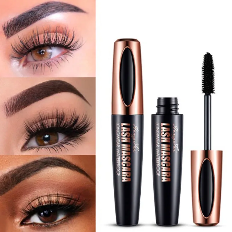 1pcs 4d Mascara Thick Slender Curly Waterproof and Sweatproof 24h Lasting Effect Without Smudge Mascara Makeup Tools