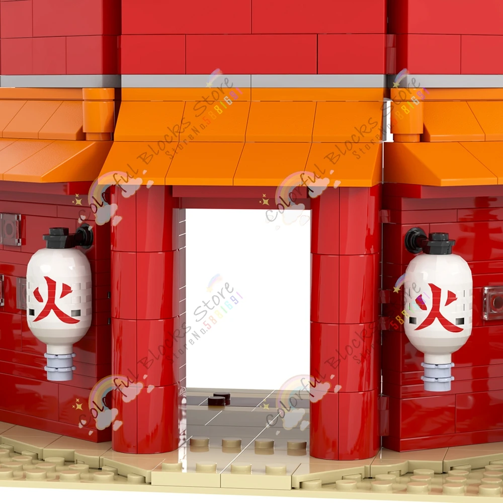 Anime Hokage Ninjas Village Scene MOC Building Blocks Creative Leader Rock Office Architecture Model Brick DIY Toys For Children