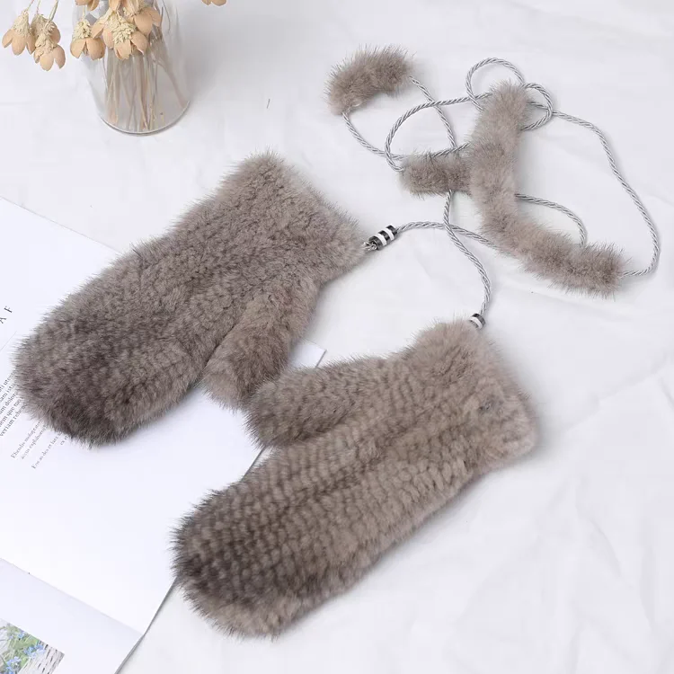 الشتاء ريال فرو المنك القفازات أزياء لينة الدافئة محبوك قفازات فرو المنك الطبيعي سيدة مرنة جيدة