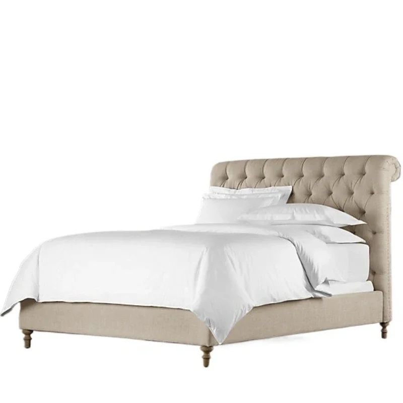 

Original single solid wood bed French country retro furniture British classical linen Italian modern simple solid wood