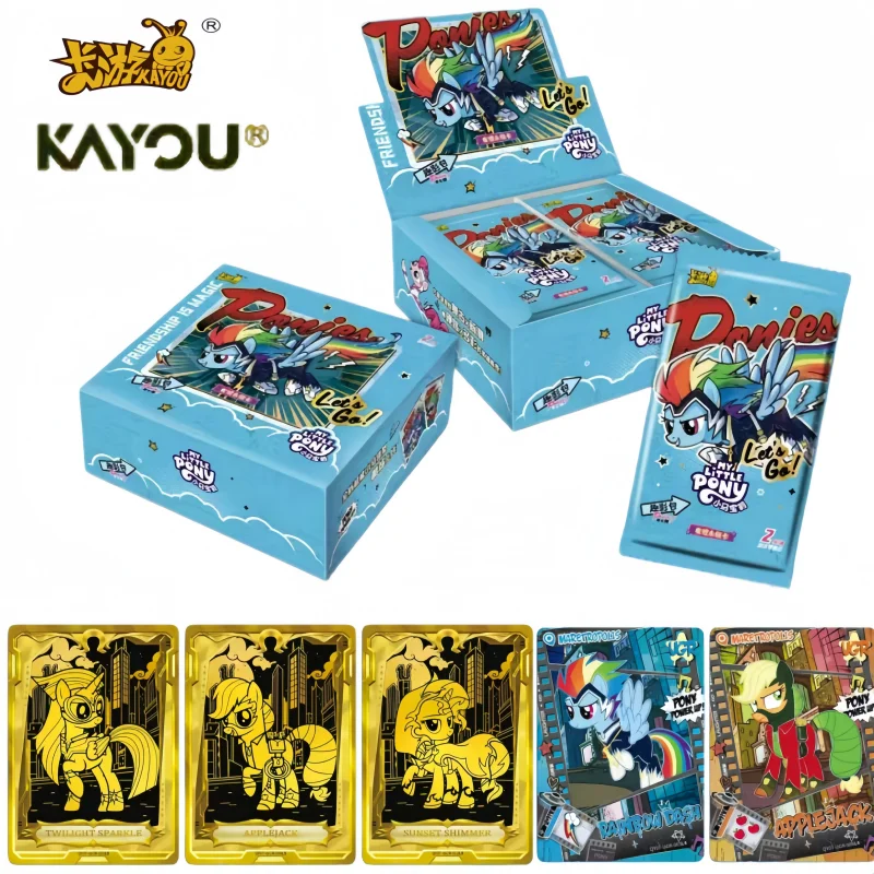 

NEW KAYOU My Little Pony Card English Friendship Is Eternal Fun Shadow Bag 7 Series Peach Soft Children's Toy Collection Card