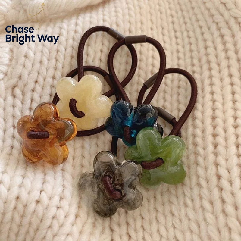 Flower Hair Ring Fashion Beaded Hair Rope Ponytail Hair Band New Style Headwear Elastic Hair Rope Hair Accessories