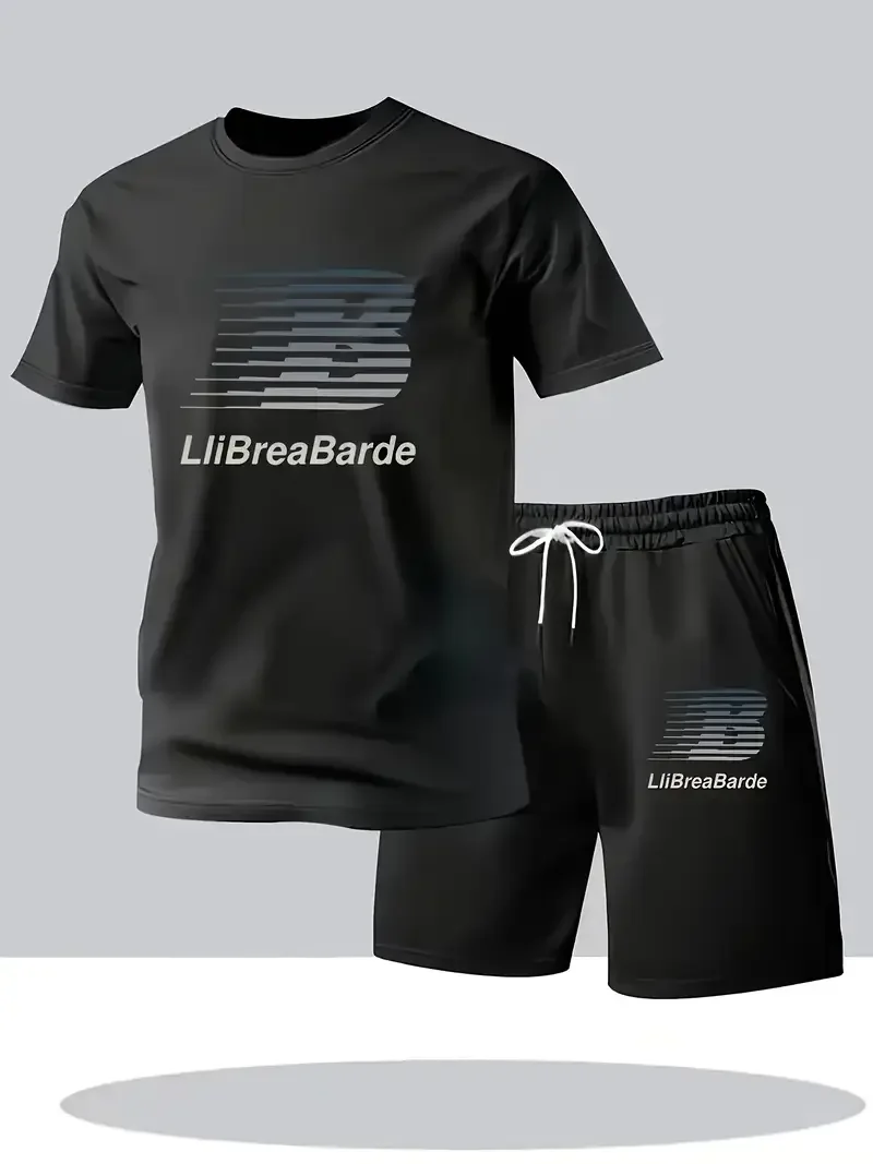

2025-26 Summer Hot-selling Fashion Trend Luxury Suit 3D Printing American Street Breathable Quick-drying T-shirt Shorts Set