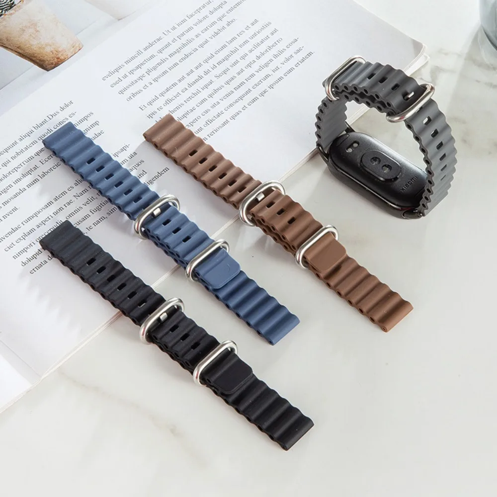 Replacement Ocean Silicone Belt Soft Adjustable Strap Needle Buckle Interface Wristband for Xiaomi Mi Band 8 Strap Accessories