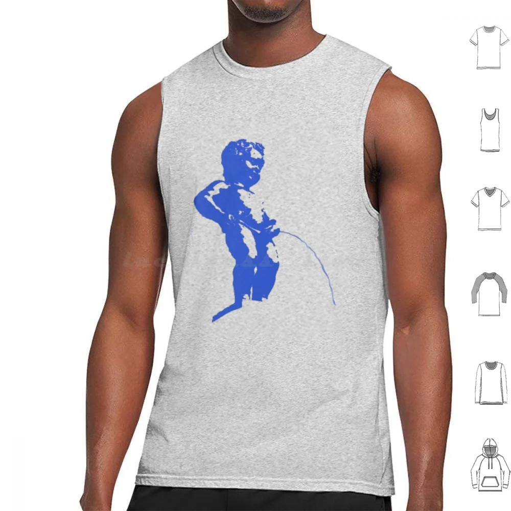 Pee Tank Tops Print Cotton Kid Childen Boy Pee Peeing Blue Aesthetic Vintage Indie Core Angel Kayne West Tyler The Cretor