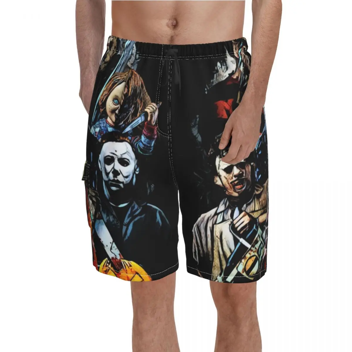 Hellraiser Board Shorts Horror Movie Characters Males Comfortable Beach Shorts Trenky Custom Plus Size Swimming Trunks