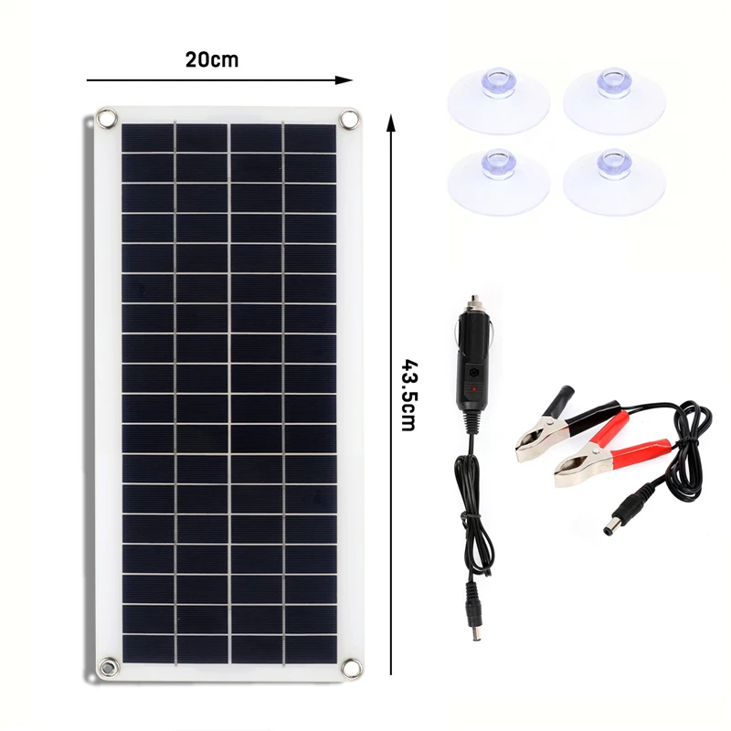 50W Solar Panel 12V Monocrystalline USB Power Portable Outdoor Solar Cells Car Ship Camping Hiking Travel Phone Charger