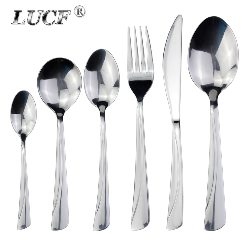 LUCF Classic Cutlery Sets Stainless Steel Mirror Polish Elegant Traditional Silverware Table Utensils For Kitchen Dishwasher